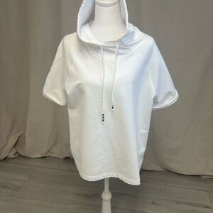 J. Jill Women's White Short-Sleeve Cropped Hoodie Sz S